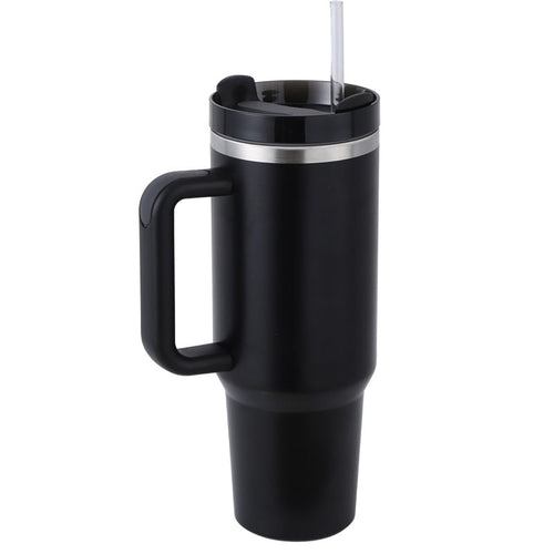 40oz Straw Coffee Mug With Handle Portable Car Stainless Steel Water