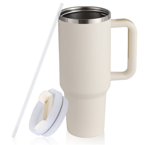 40oz Straw Coffee Mug With Handle Portable Car Stainless Steel Water