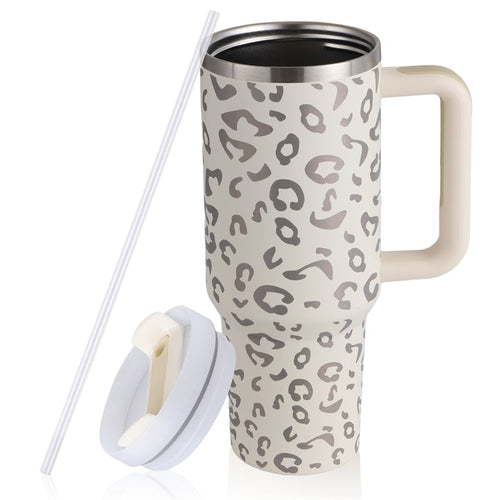 40oz Straw Coffee Mug With Handle Portable Car Stainless Steel Water