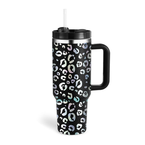 40oz Straw Coffee Mug With Handle Portable Car Stainless Steel Water