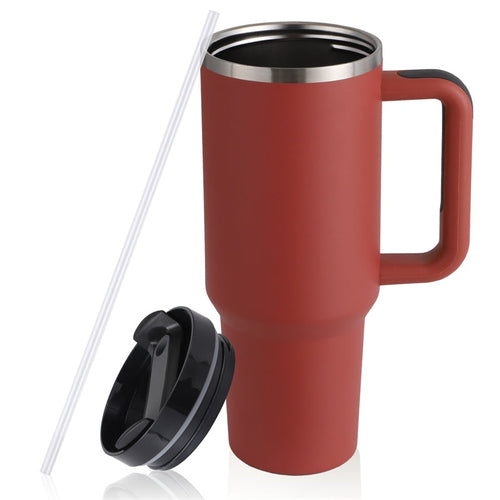 40oz Straw Coffee Mug With Handle Portable Car Stainless Steel Water