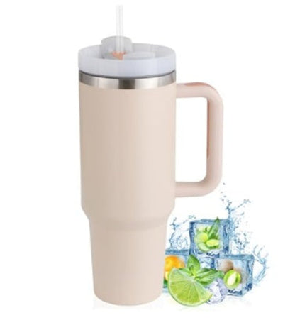 40oz Straw Coffee Mug With Handle Portable Car Stainless Steel Water