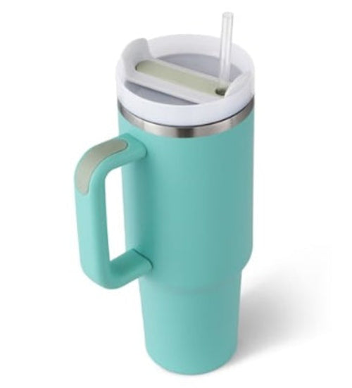 40oz Straw Coffee Mug With Handle Portable Car Stainless Steel Water