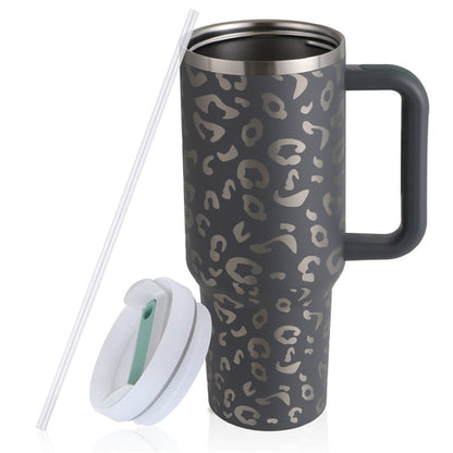 40oz Straw Coffee Mug With Handle Portable Car Stainless Steel Water