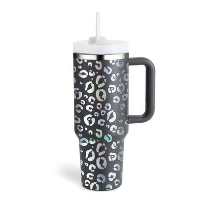 40oz Straw Coffee Mug With Handle Portable Car Stainless Steel Water