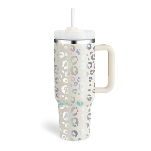 40oz Straw Coffee Mug With Handle Portable Car Stainless Steel Water