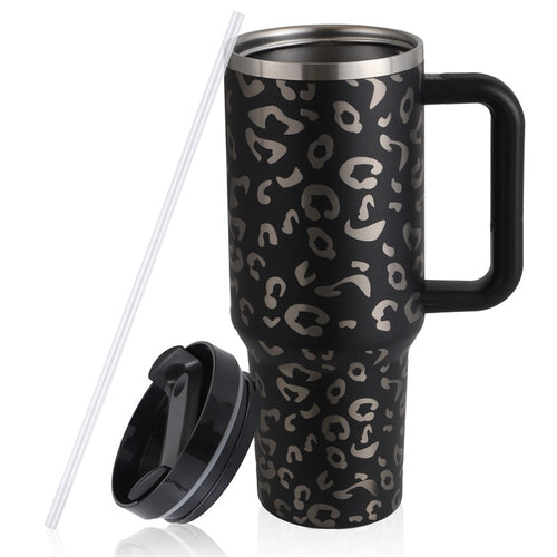 40oz Straw Coffee Mug With Handle Portable Car Stainless Steel Water