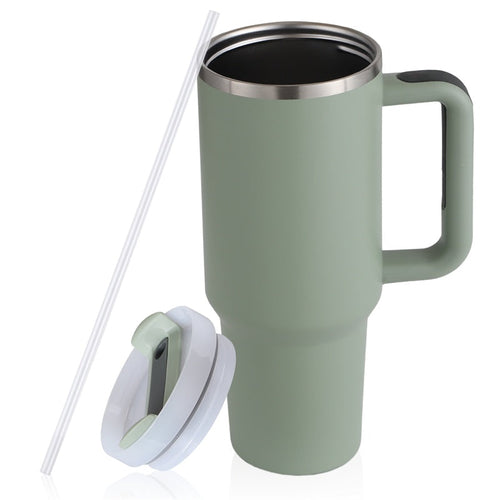 40oz Straw Coffee Mug With Handle Portable Car Stainless Steel Water